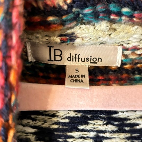 Vtg IBDefusion 1990’s Multicolored Boho Loose Knit Open Cardigan Sweater Sz Sm - Picture 7 of 10